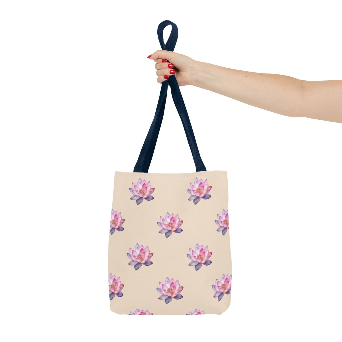 Lotus Pattern Tote Bag – Pink Watercolor Floral All-Over Print