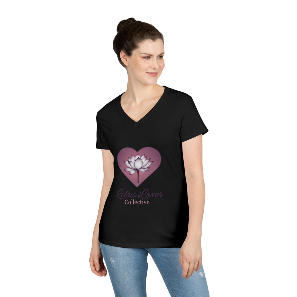 Lotus Lover Collective V-Neck Tee — Floral Heart Shirt