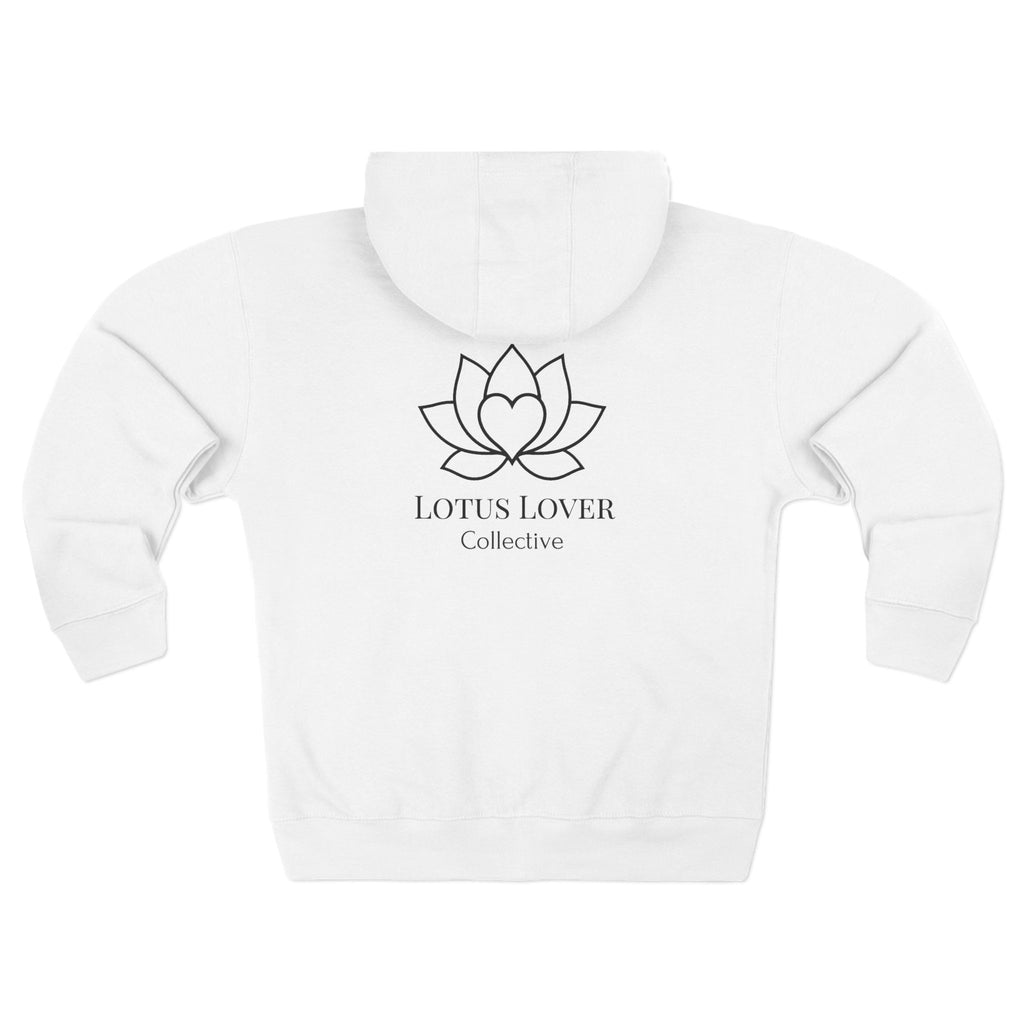 Lotus Lover Collective Zip Hoodie — Minimal Yoga & Meditation White Zip-Up