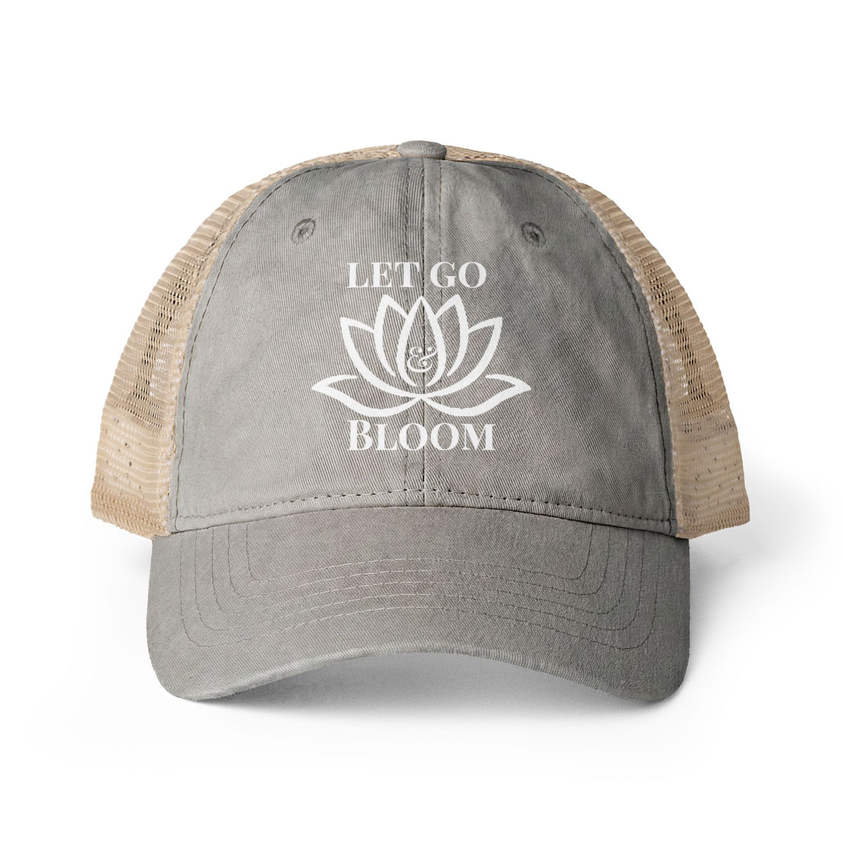 Women's Washed Mesh-Back Cap - Let Go & Bloom