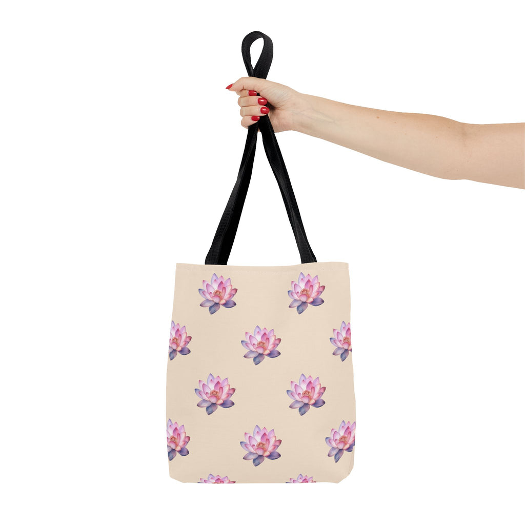 Lotus Pattern Tote Bag – Pink Watercolor Floral All-Over Print