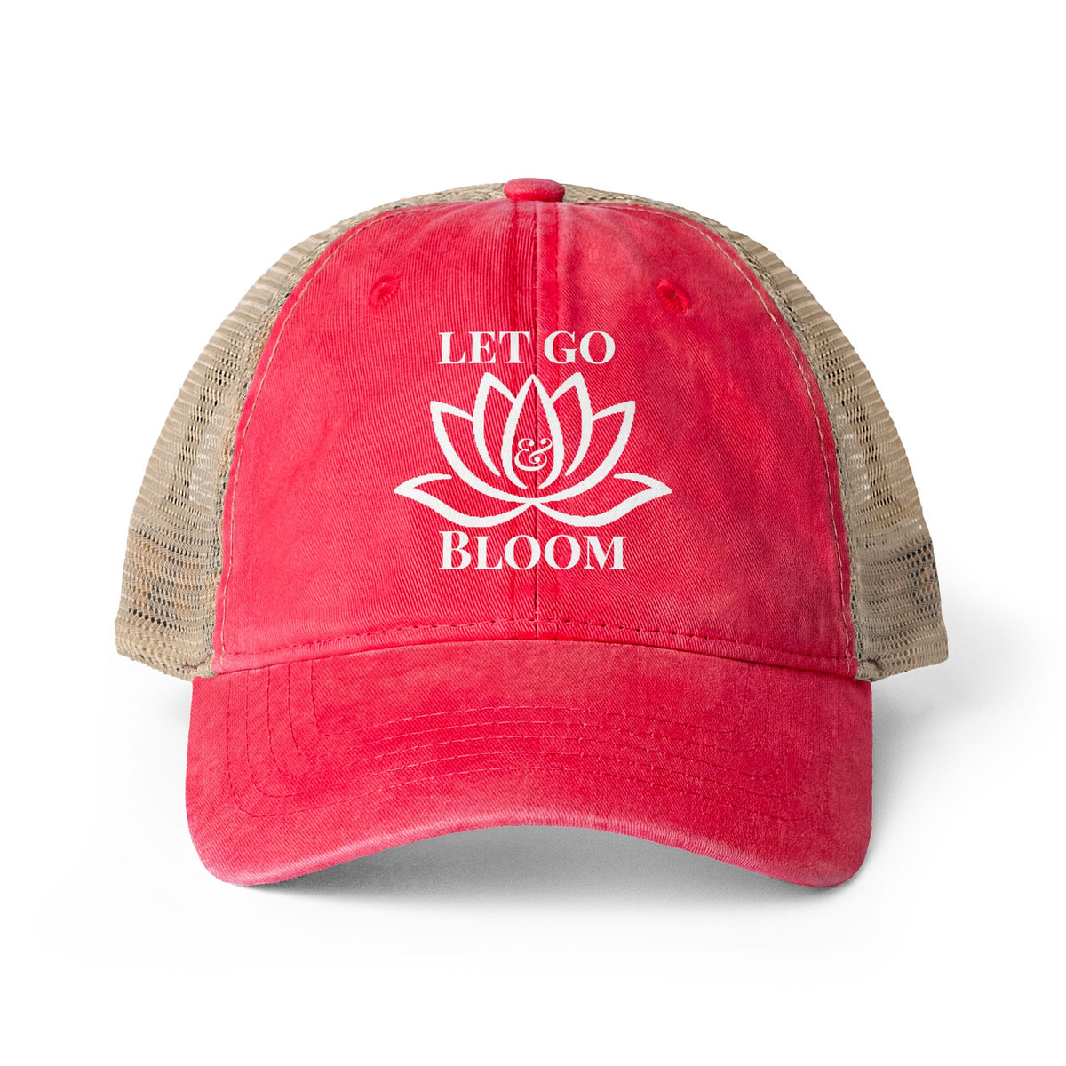 Women's Washed Mesh-Back Cap - Let Go & Bloom