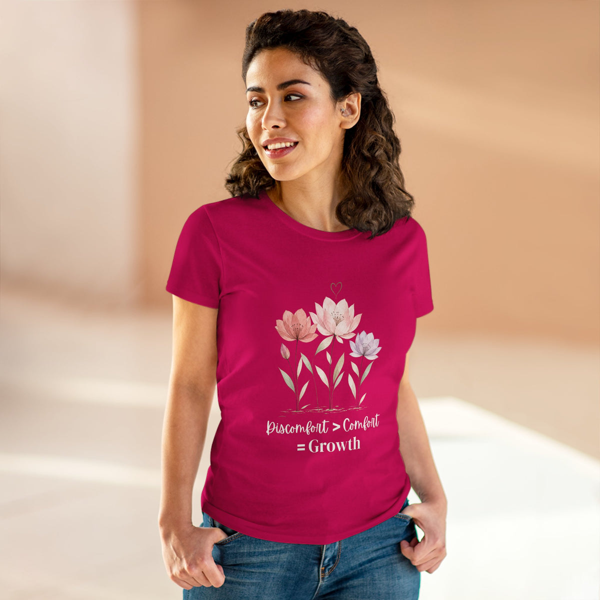 Women's Midweight Cotton Tee - Discomfort > Comfort = Growth