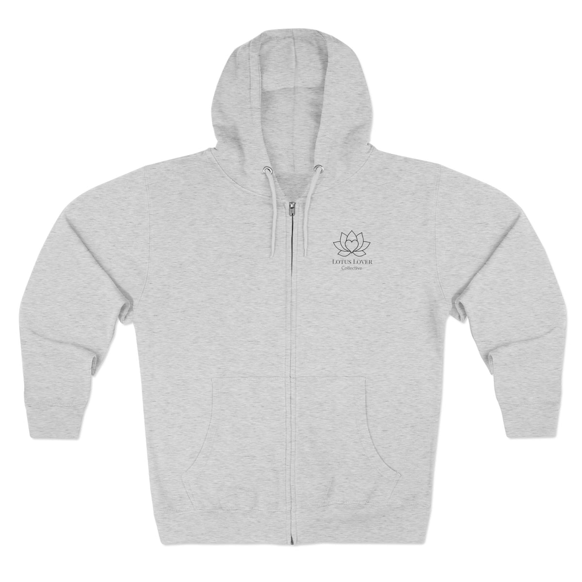 Lotus Lover Collective Zip Hoodie — Minimal Yoga & Meditation White Zip-Up